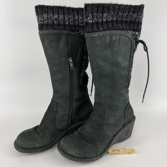 UGG Women's Skylair Tall Gray Suede Sweater Knit Wedge Boots Size 8 - Picture 8 of 8